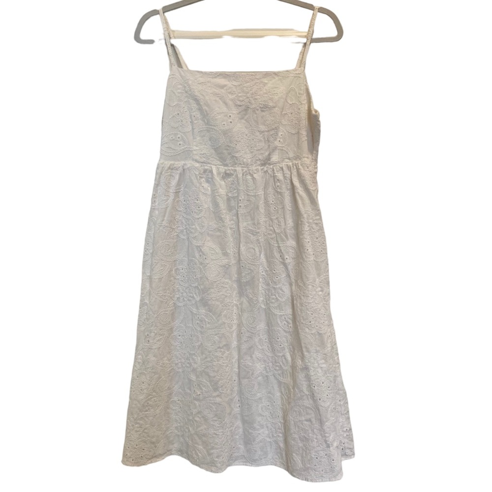 Nanette Lepore Embroidered Eyelet Coastal Cotton Midi Lined Sundress 10